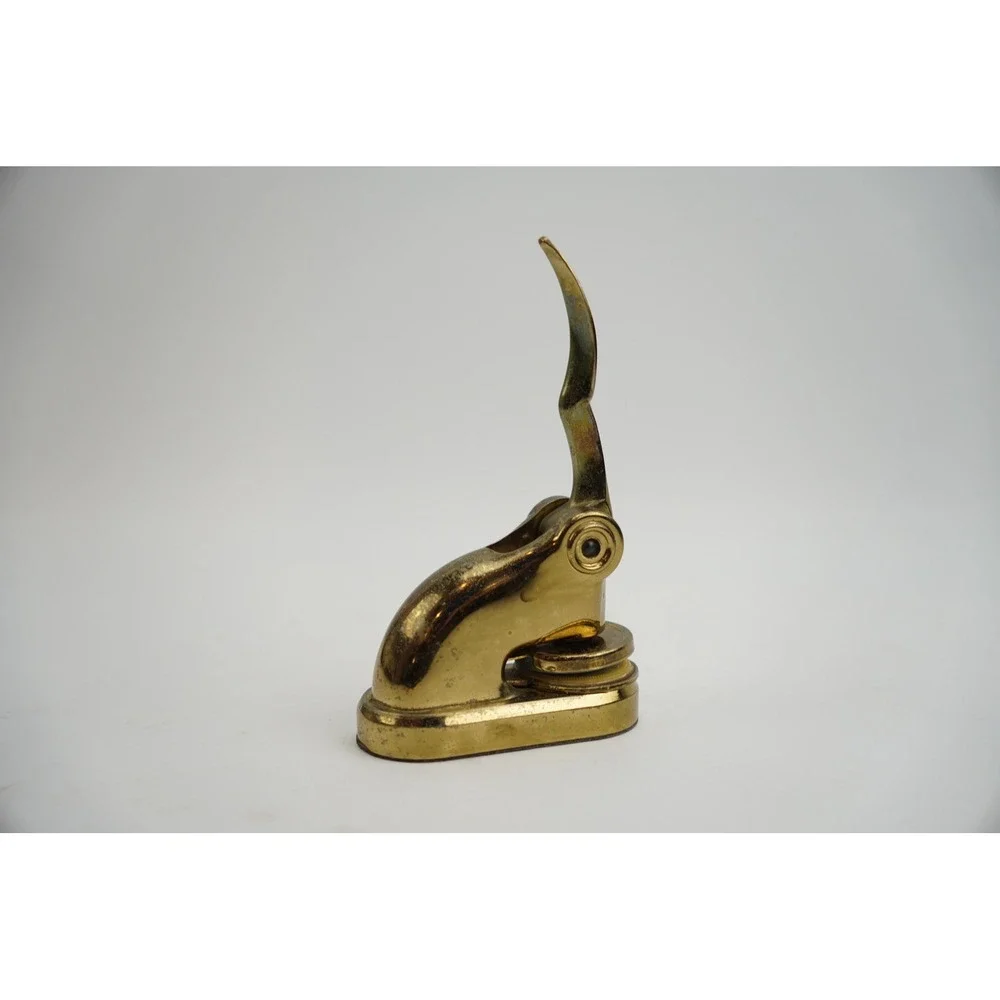 Vintage Brass Desk Embosser Paper Seal Press Gold Tone Good